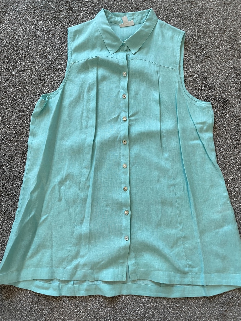 J. Jill Sleeveless Button-Front Blouse in Aqua Blue